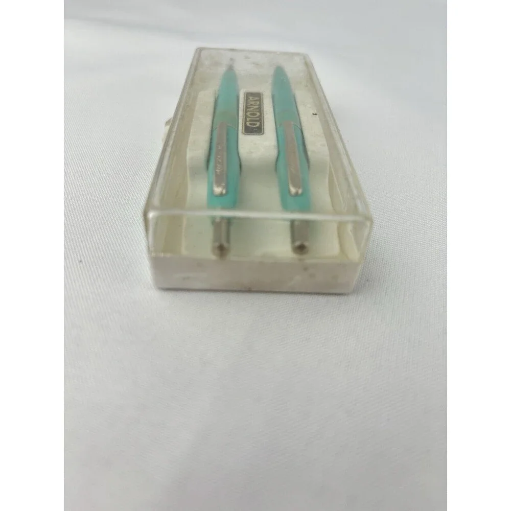 2‎ Vintage Arnold Pen & Pencil ? Combos Set USA Mint Green In Plastic Case